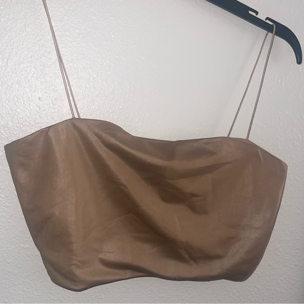 Sleek Spaghetti Strap Crop Top in Nude